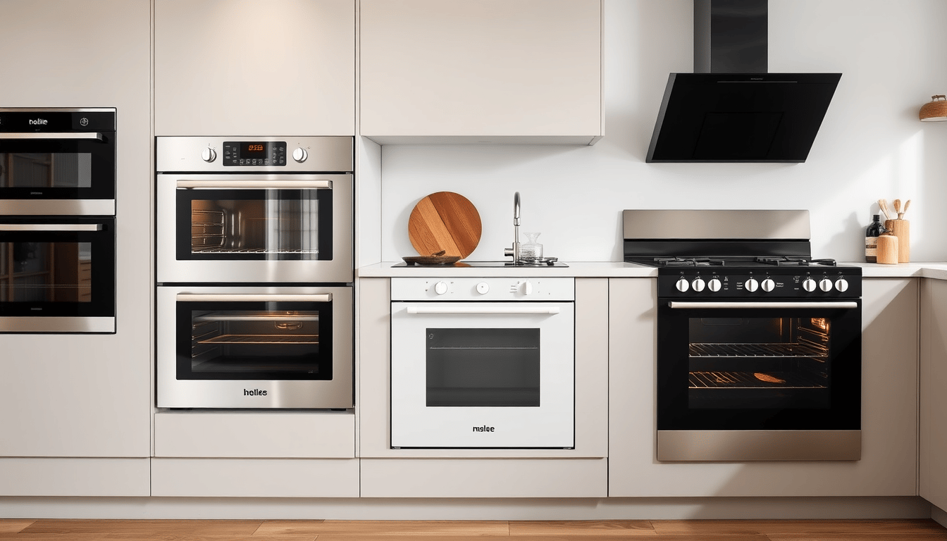 Various types of ovens in a modern kitchen
