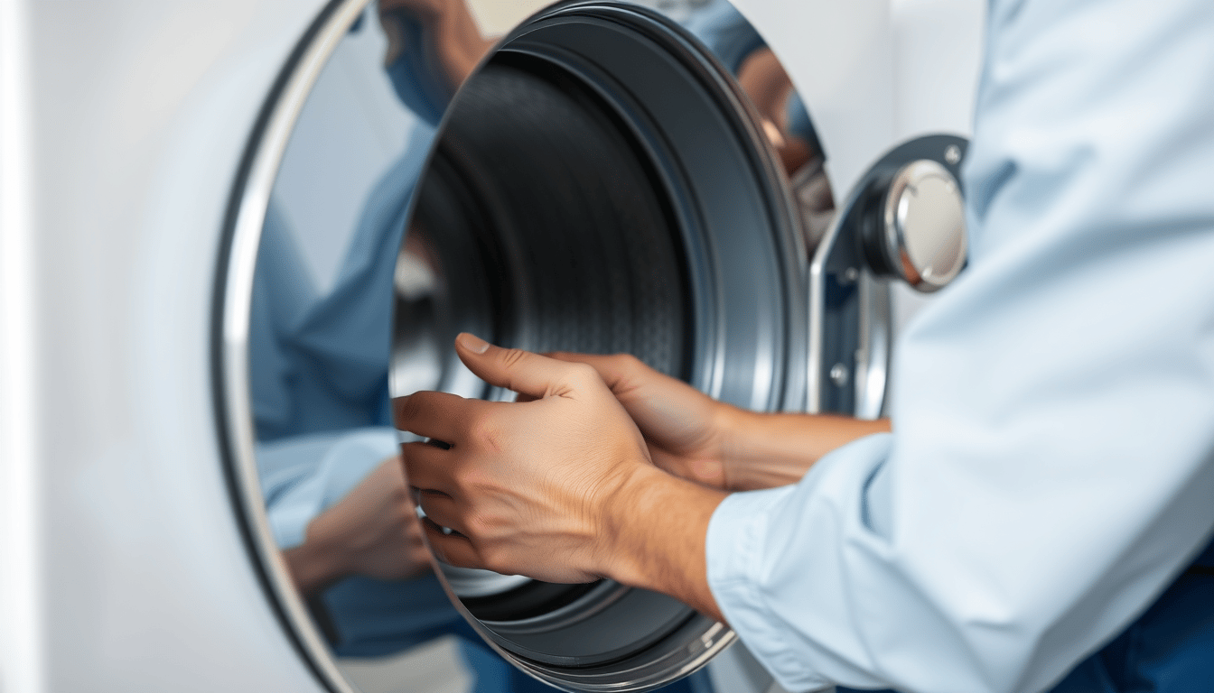 Technician repairing an appliance