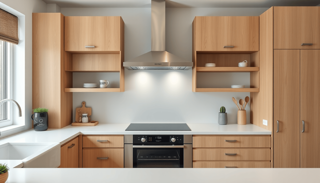 Modern kitchen with built-in range and oven