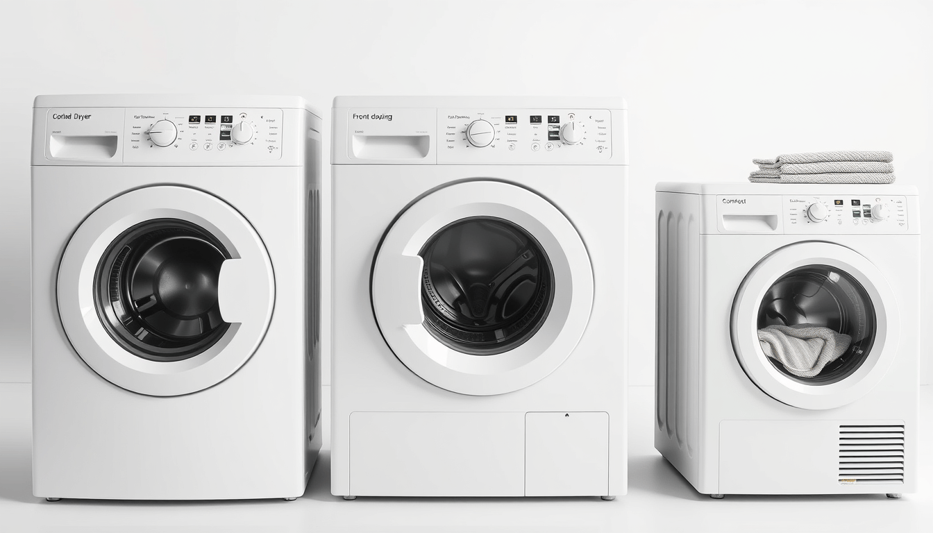 Various types of clothes dryers